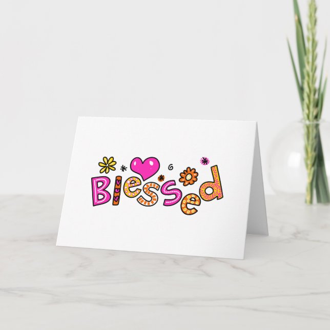 Cute Christian Blessed Greeting Text Expression Card (Front)
