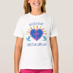Cute Christian Summer Camp Custom Cross Heart T-Shirt