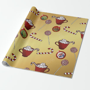Cute Christmas 3 photos custom and candy canes Wrapping Paper