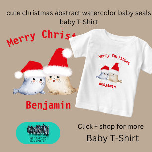 cute christmas abstract watercolor baby seals baby T-Shirt