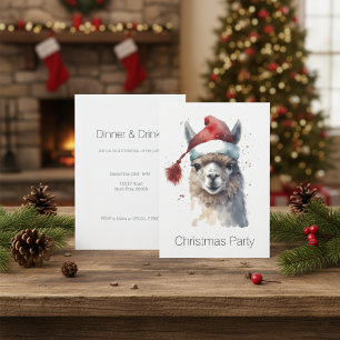 Cute Christmas Alpaca, custom Invitation