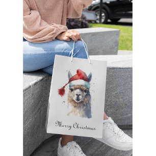 Cute Christmas Alpaca, custom Medium Gift Bag