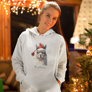 Cute Christmas Alpaca, customisable Hoodie