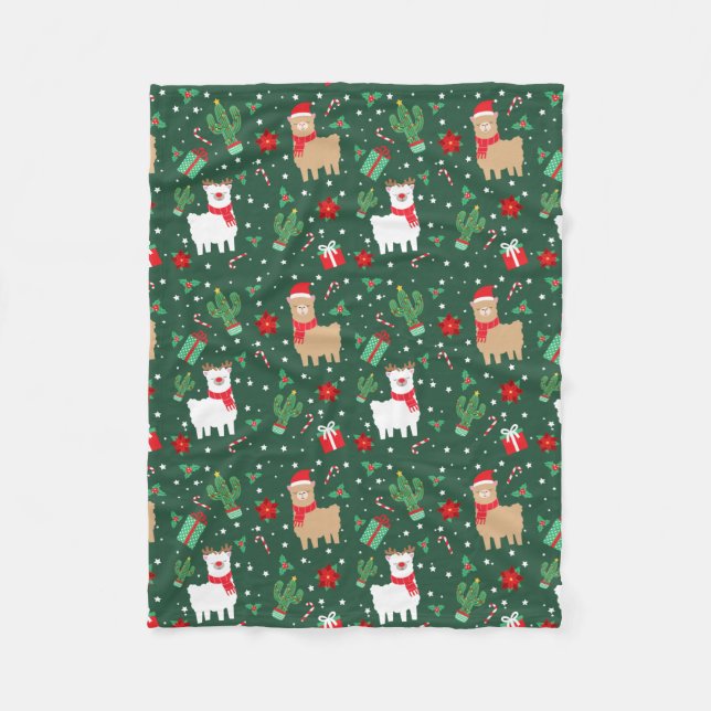 Cute Christmas Alpaca Fleece Blanket (Front)