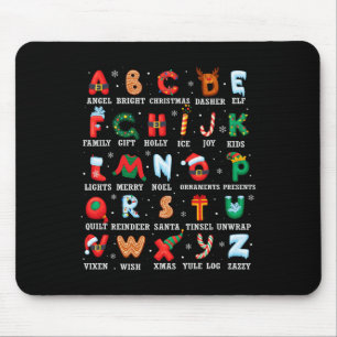 Cute Christmas Alphabet Kindergarten Preschool Tea Mouse Pad