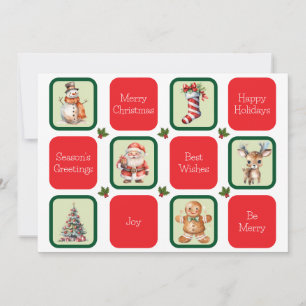 Cute Christmas and Holiday Wishes in Squares  Card