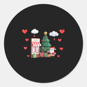 Cute Christmas And Shopng Valentines Day Xmas Hear Classic Round Sticker
