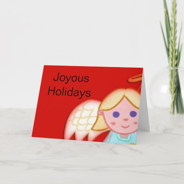 Cute Christmas Angel Holiday Card (Front)