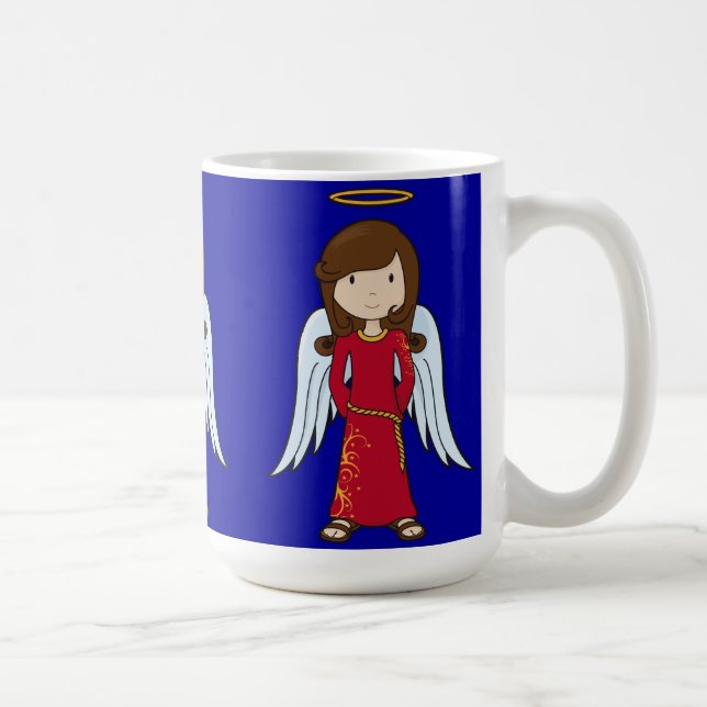 Cute Christmas Angel with red robe Coffee Mug (Right)
