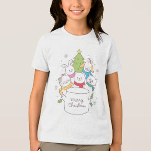 Cute Christmas Animal Friends   Christmas Holidays Tri-Blend Shirt