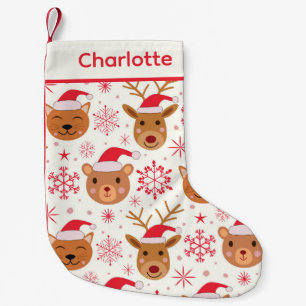Cute Christmas Animals Cat, bear and reindeer Small Christmas Stocking