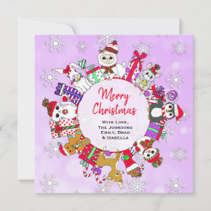 Cute Christmas Animals Festive Custom Card