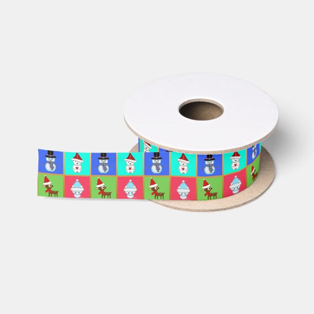 Cute Christmas Animals Satin Ribbon (Spool)