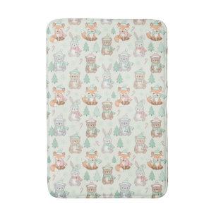 Cute Christmas Animals Seamless Pattern Bath Mat