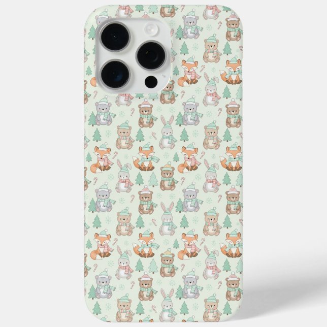 Cute Christmas Animals Seamless Pattern Case-Mate iPhone Case (Back)