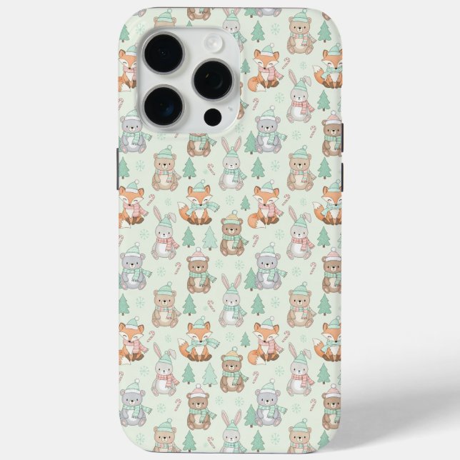 Cute Christmas Animals Seamless Pattern Case-Mate iPhone Case (Back)