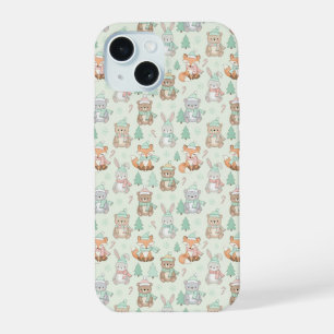 Cute Christmas Animals Seamless Pattern iPhone 15 Case