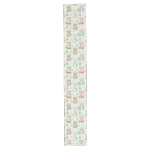 Cute Christmas Animals Seamless Pattern Long Table Runner