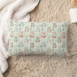 Cute Christmas Animals Seamless Pattern Lumbar Cushion