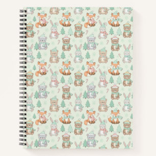 Cute Christmas Animals Seamless Pattern Notebook