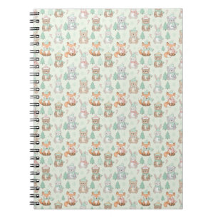 Cute Christmas Animals Seamless Pattern Notebook