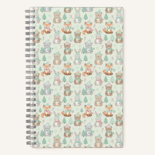 Cute Christmas Animals Seamless Pattern Notebook