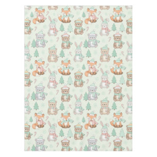 Cute Christmas Animals Seamless Pattern Tablecloth