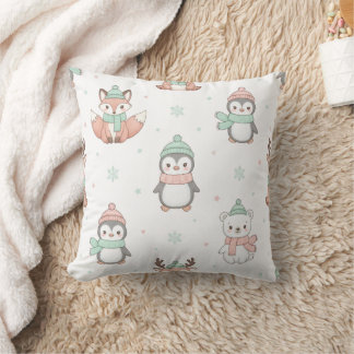 Cute Christmas Animals Throw Pillow – Festive Holi
