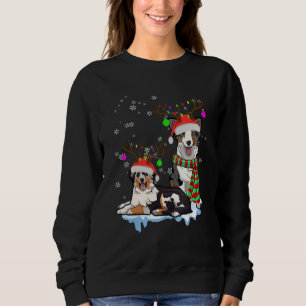 Cute Christmas Australian Shepherd Santa Hats Rein Sweatshirt