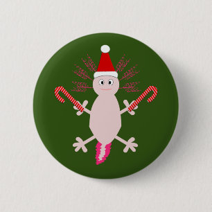 Cute Christmas Axolotl 6 Cm Round Badge