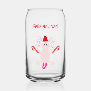 Cute Christmas Axolotl Can Glass