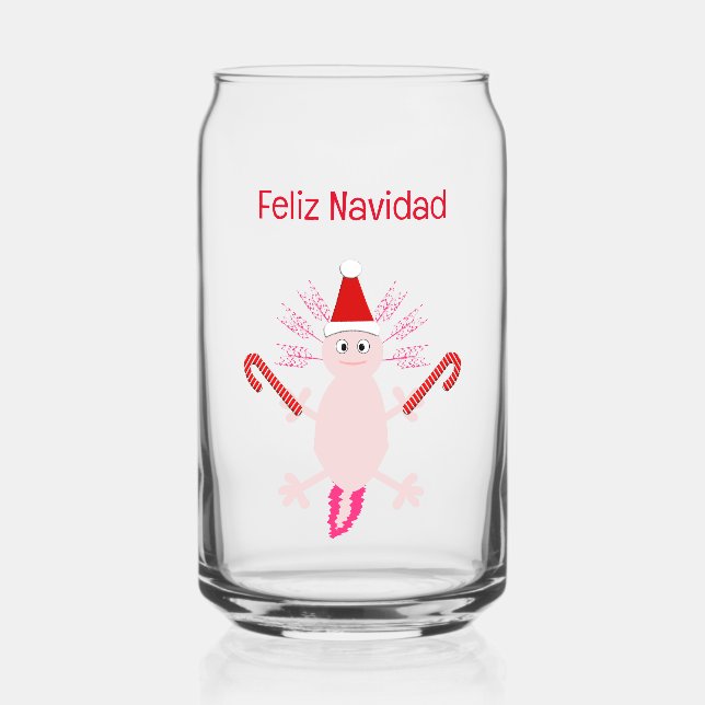 Cute Christmas Axolotl Can Glass (Front)