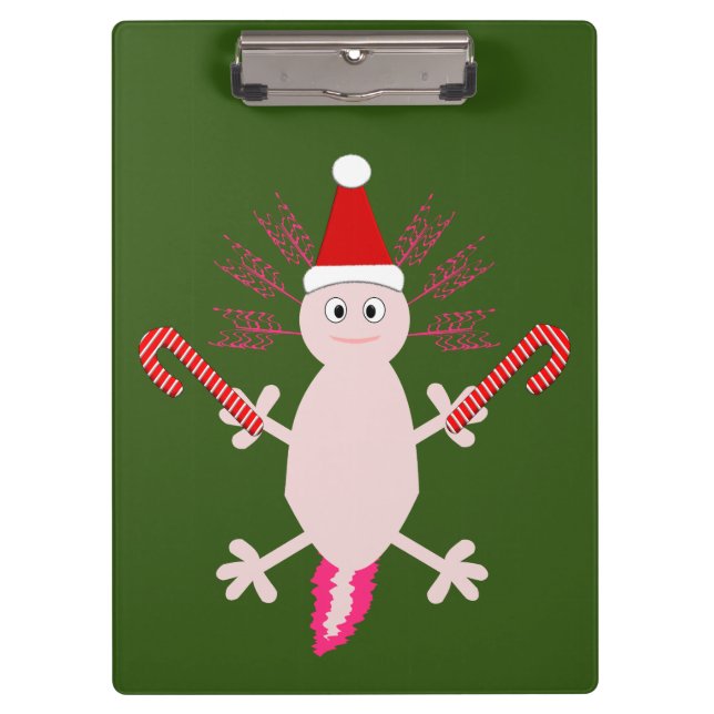 Cute Christmas Axolotl Clipboard (Front)