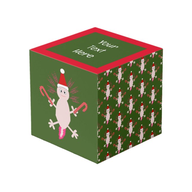 Cute Christmas Axolotl Custom Photo Upload Cube (Front Angled)