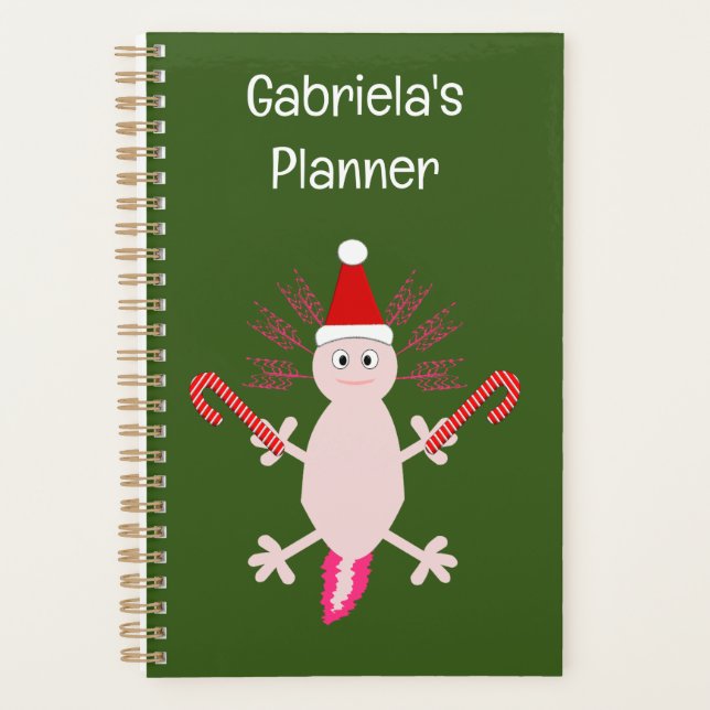Cute Christmas Axolotl Custom Planner (Front)