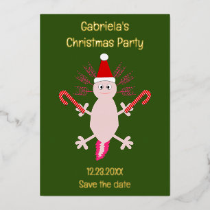 Cute Christmas Axolotl Custom Save the Date