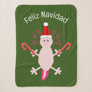 Cute Christmas Axolotl Custom Sherpa Blanket