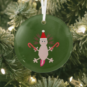 Cute Christmas Axolotl Glass Tree Decoration