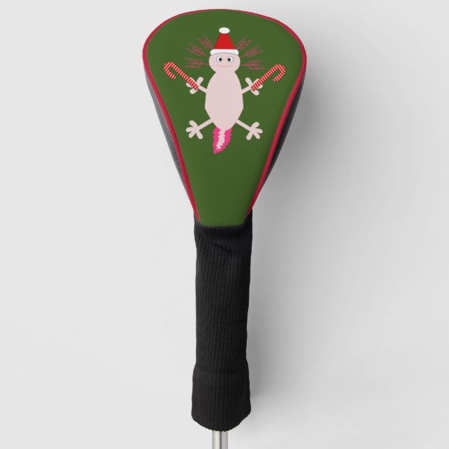 Cute Christmas Axolotl Golf Head Cover (Front)