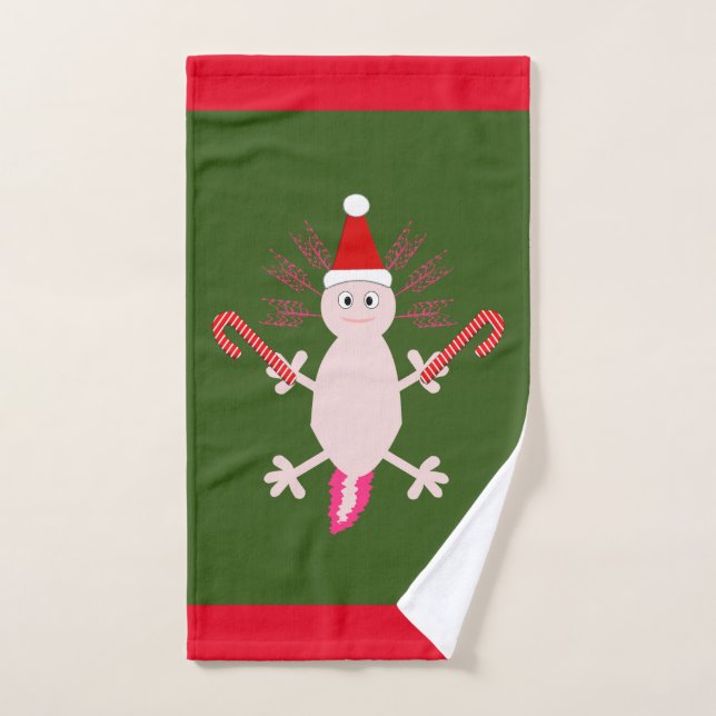 Cute Christmas Axolotl Hand Towel (Hand Towel)