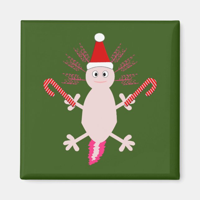 Cute Christmas Axolotl Magnet (Front)