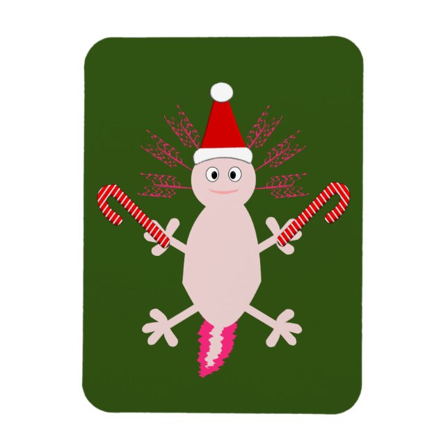 Cute Christmas Axolotl Magnet (Vertical)