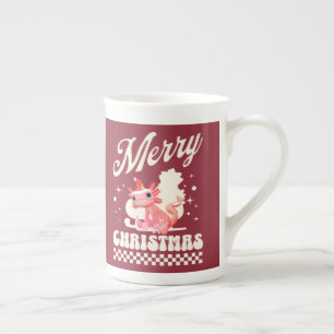 Cute Christmas Axolotl Merry Christmas Bone China Mug