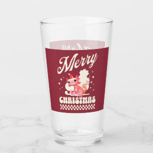 Cute Christmas Axolotl Merry Christmas Glass