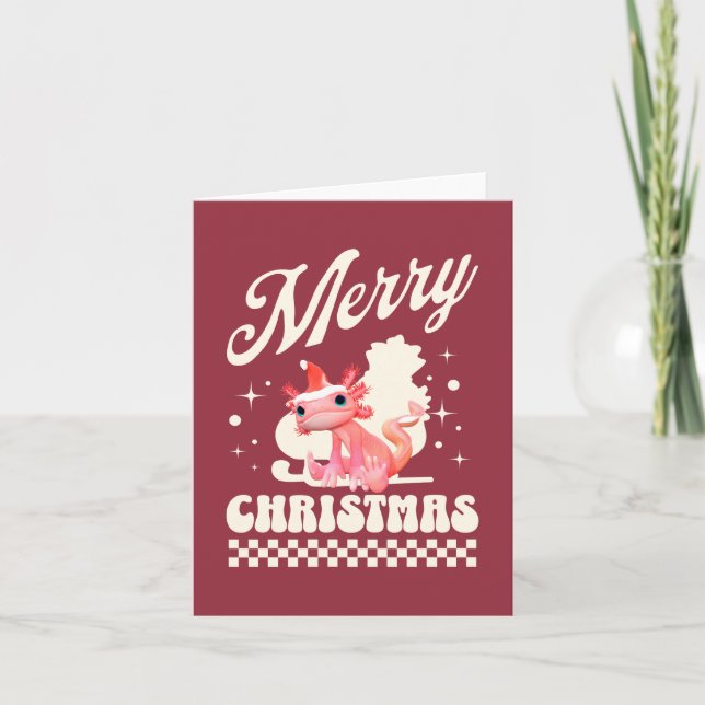 Cute Christmas Axolotl Merry Christmas Note Card (Front)