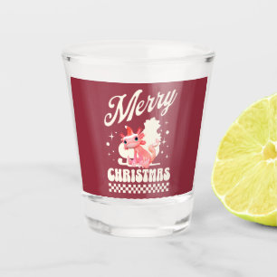 Cute Christmas Axolotl Merry Christmas Shot Glass