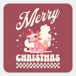 Cute Christmas Axolotl Merry Christmas Square Sticker