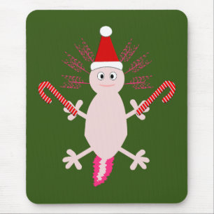 Cute Christmas Axolotl Mouse Pad