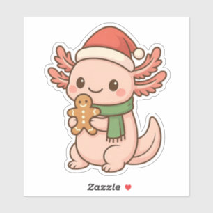 Cute Christmas Axolotl Sticker Kawaii Gingerbreard