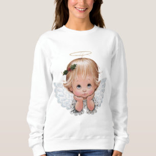 Cute Christmas Baby Angel Head In Hands Sweatshirt